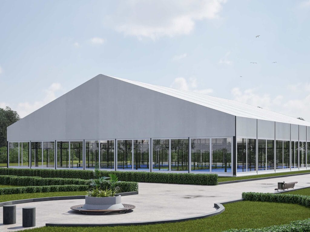 Productpresentatie padeloverkappingen 6 Padel Flexhall - Allesvoorpadel
