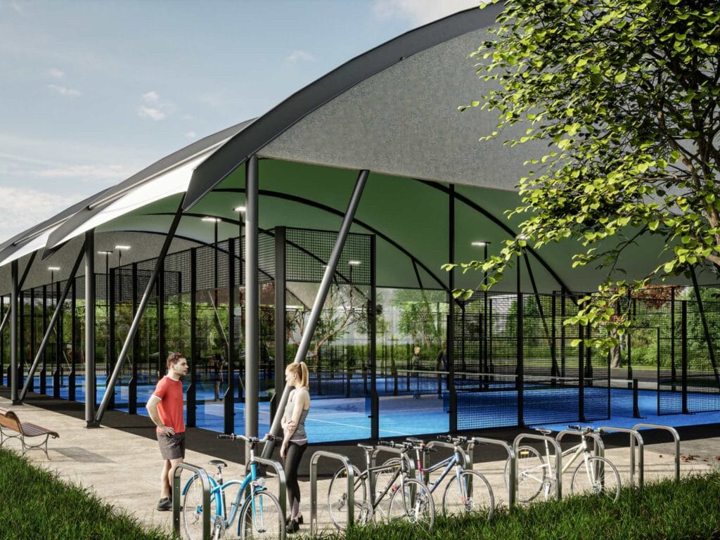 Productpresentatie padeloverkappingen 3 Padel Flexhall - Allesvoorpadel